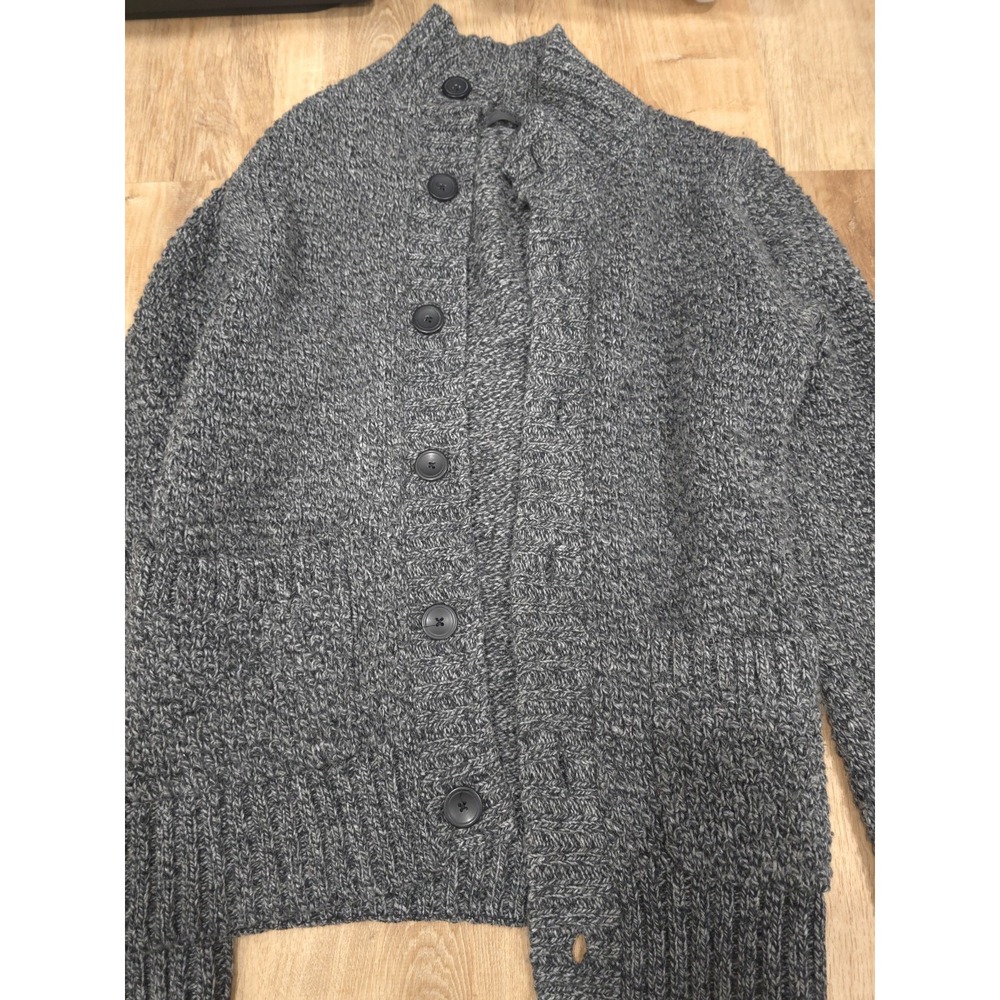 GIORDANO Men's M Cardigan Sweater Grey Melange Wool Blend Stand Collar Knit - Picture 15 of 16